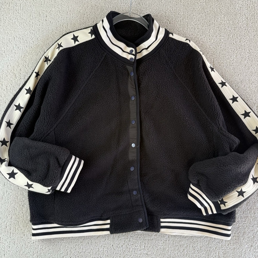 Hammill & Co Australia Star Sleeve Fleece Bomber Jacket Womens XXL Black $128